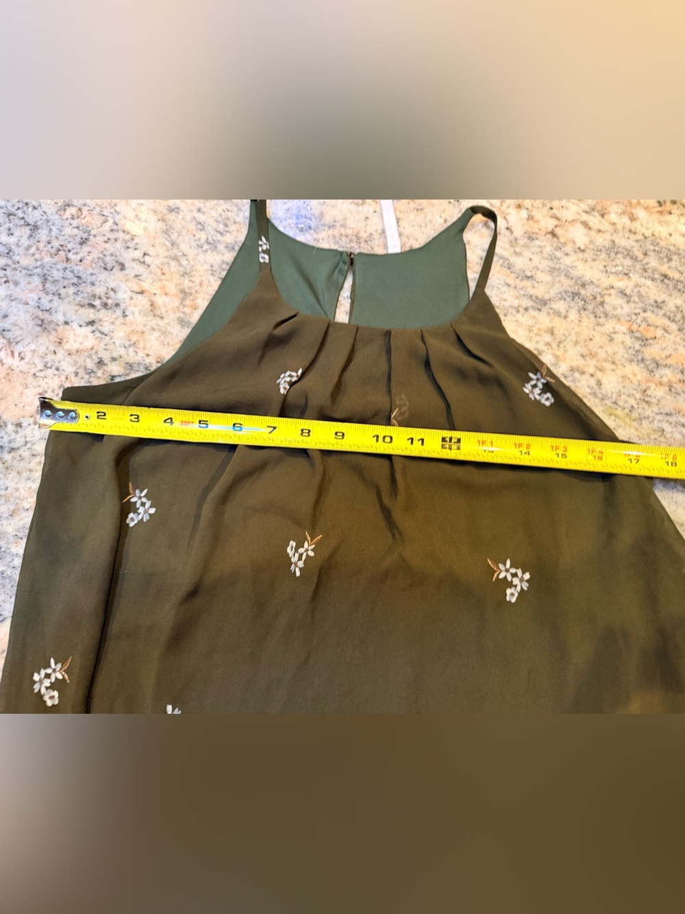 DNA Couture Olive Floral Embroidered Sleeveless Boho Tank Top โ Size Small - Picture 6 of 14